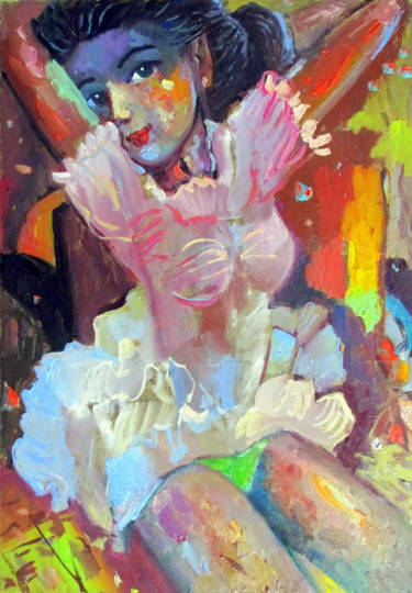 Schilderij getiteld "этюд с балериной...…" door Vladimir Cheremnykh, Origineel Kunstwerk, Olie