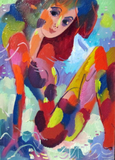 Картина под названием "рассказы о девушках…" - Владимир Черемных, Подлинное произведение искусства, Масло