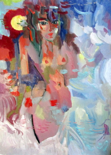 Painting titled "женщина-загадка-001" by Vladimir Cheremnykh, Original Artwork, Oil