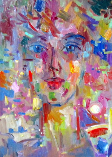 Картина под названием "портрет студентки..…" - Владимир Черемных, Подлинное произведение искусства, Масло