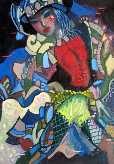 Картина под названием "..модница-003-0010" - Владимир Черемных, Подлинное произведение искусства, Масло