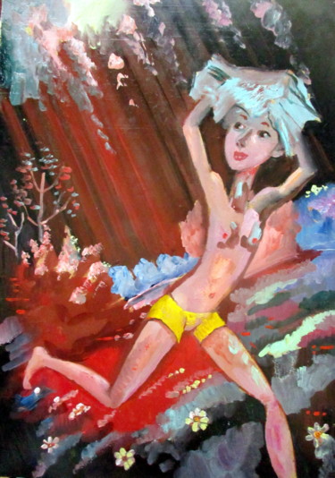 Painting titled "радость жизни под д…" by Vladimir Cheremnykh, Original Artwork, Oil