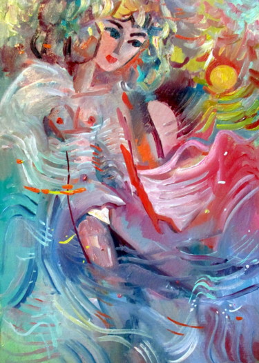 Картина под названием "серия романсы о дев…" - Владимир Черемных, Подлинное произведение искусства, Масло