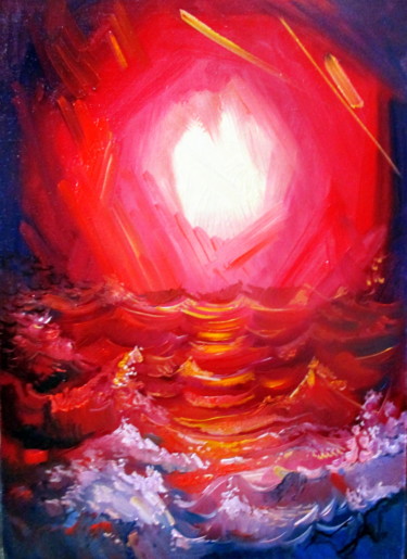 Картина под названием "морской вечерний бл…" - Владимир Черемных, Подлинное произведение искусства, Масло