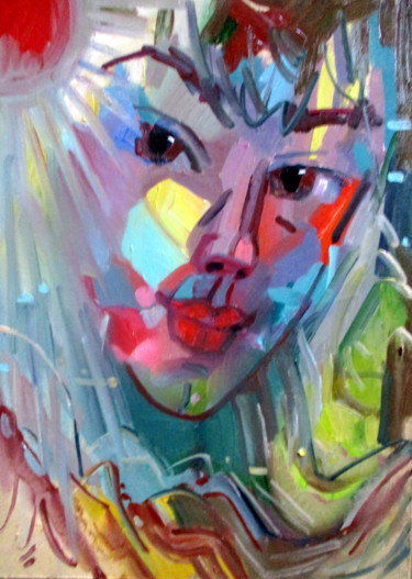 Картина под названием "девушка 21-го века.." - Владимир Черемных, Подлинное произведение искусства, Масло