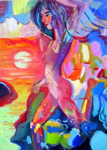 Картина под названием "прогулка-0010" - Владимир Черемных, Подлинное произведение искусства, Масло