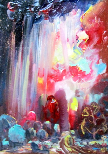 Картина под названием "небесная битва" - Владимир Черемных, Подлинное произведение искусства, Масло
