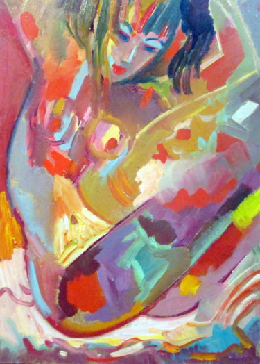 Картина под названием "этюд с обнаженной н…" - Владимир Черемных, Подлинное произведение искусства, Масло