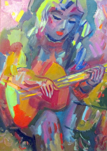 Pintura titulada "=унылые звуки гитар…" por Vladimir Cheremnykh, Obra de arte original, Oleo