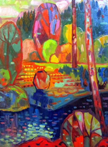 Картина под названием "на берегу небольшой…" - Владимир Черемных, Подлинное произведение искусства, Масло
