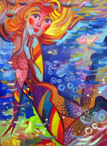 Painting titled "=королева подводног…" by Vladimir Cheremnykh, Original Artwork, Oil