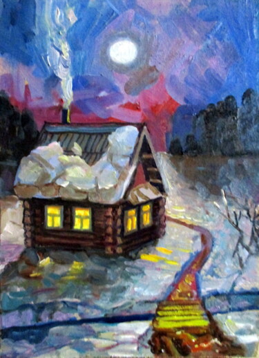 Painting titled "март-" by Vladimir Cheremnykh, Original Artwork, Oil