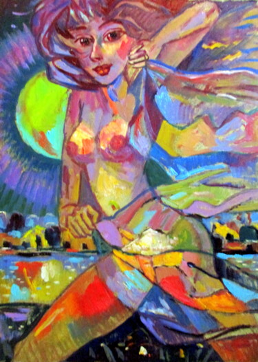 Картина под названием "=этюд с девушкой на…" - Владимир Черемных, Подлинное произведение искусства, Масло