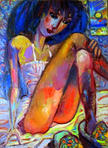 Schilderij getiteld "=грусть девочки-дом…" door Vladimir Cheremnykh, Origineel Kunstwerk, Olie