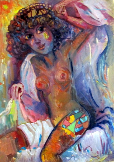 Картина под названием "приглашение  в эрот…" - Владимир Черемных, Подлинное произведение искусства, Масло