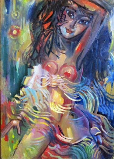 Peinture intitulée "эротический этюд-00…" par Vladimir Cheremnykh, Œuvre d'art originale, Huile