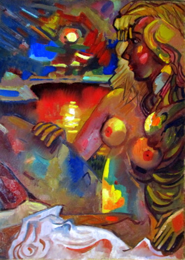 Картина под названием "год-2022-0й=вечер=" - Владимир Черемных, Подлинное произведение искусства, Масло