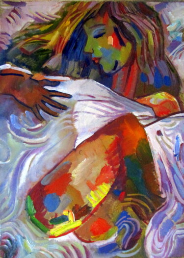 Картина под названием "22-ой год=заснула=" - Владимир Черемных, Подлинное произведение искусства, Масло