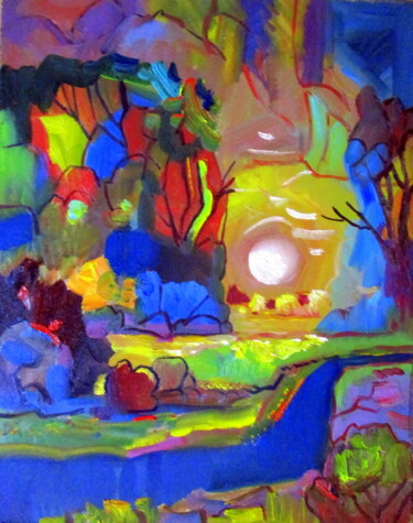 Картина под названием "24х30-вечерний пейз…" - Владимир Черемных, Подлинное произведение искусства, Масло
