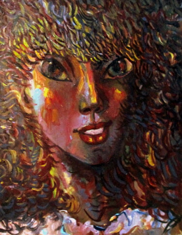 Pittura intitolato "=портрет  девушки…" da Vladimir Cheremnykh, Opera d'arte originale, Olio