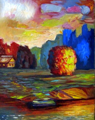 Peinture intitulée "=насыщенный  вечер=…" par Vladimir Cheremnykh, Œuvre d'art originale, Huile