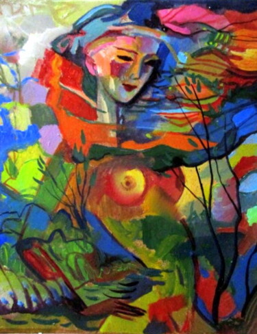 Painting titled "=она и природа=24х30" by Vladimir Cheremnykh, Original Artwork, Oil
