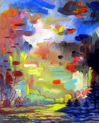 Pittura intitolato "из серии=облака=24х…" da Vladimir Cheremnykh, Opera d'arte originale, Olio