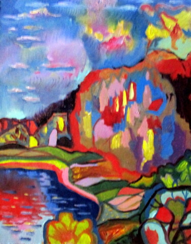 Картина под названием "=на берегу пруда-24…" - Владимир Черемных, Подлинное произведение искусства, Масло