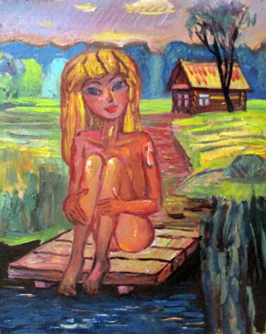Картина под названием "деревенская  рапсод…" - Владимир Черемных, Подлинное произведение искусства, Масло