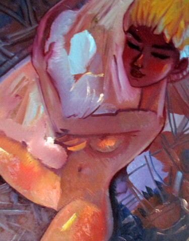 Картина под названием "=заснула с подушкой…" - Владимир Черемных, Подлинное произведение искусства, Масло