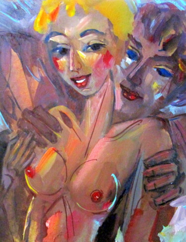 Картина под названием "= счастливые= 24х30" - Владимир Черемных, Подлинное произведение искусства, Масло