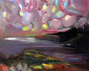 Картина под названием "на берегу  большой…" - Владимир Черемных, Подлинное произведение искусства, Масло