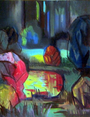 Картина под названием "=вечер на лесном пр…" - Владимир Черемных, Подлинное произведение искусства, Масло