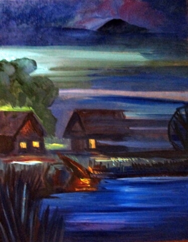 Картина под названием "=впереди ночь=24х30" - Владимир Черемных, Подлинное произведение искусства, Масло