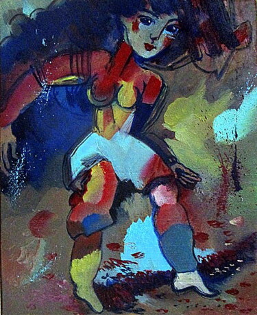 Картина под названием "=идущая  по земле=2…" - Владимир Черемных, Подлинное произведение искусства, Масло
