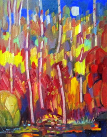 Картина под названием "=осень в березовом…" - Владимир Черемных, Подлинное произведение искусства, Масло