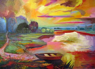 Painting titled "=осенний свет-" by Vladimir Cheremnykh, Original Artwork, Oil