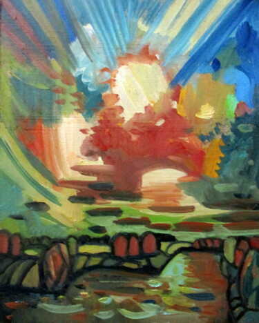 Painting titled "=вечерняя песня неб…" by Vladimir Cheremnykh, Original Artwork, Oil