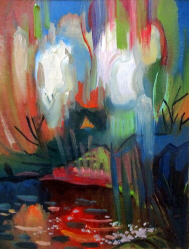 Peinture intitulée "=дождь=" par Vladimir Cheremnykh, Œuvre d'art originale, Huile