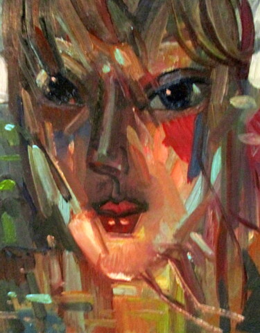 Painting titled "=девушка с серьёзны…" by Vladimir Cheremnykh, Original Artwork, Oil
