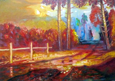Painting titled "=за околицей=" by Vladimir Cheremnykh, Original Artwork, Oil