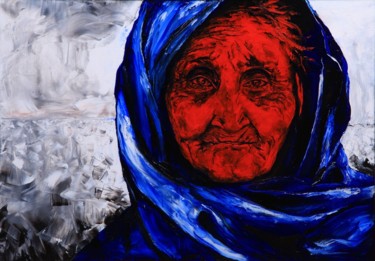 Картина под названием "Синьi шарф" - Volodya Hubanov, Подлинное произведение искусства, Масло