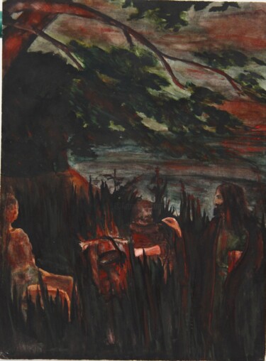 Pittura intitolato "15, Jesus Christ wi…" da Volodymyr Chukhas, Opera d'arte originale, Acquarello