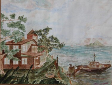 Malarstwo zatytułowany „22, By the Sea, pap…” autorstwa Volodymyr Chukhas, Oryginalna praca, Akwarela