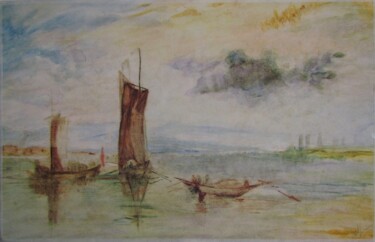 Painting titled "25, Boats, Paper, c…" by Volodymyr Chukhas, Original Artwork, Watercolor