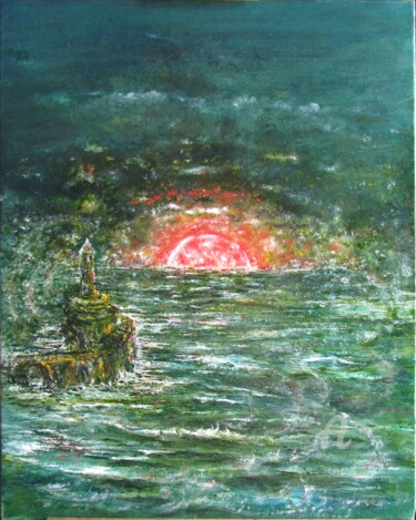 Pittura intitolato "30, Sunset by the s…" da Volodymyr Chukhas, Opera d'arte originale, Olio