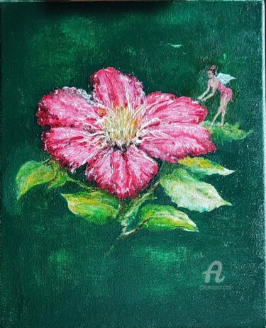 Painting titled "32, Clematis, serie…" by Volodymyr Chukhas, Original Artwork, Oil