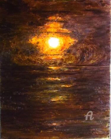 Painting titled "36, Night by the se…" by Volodymyr Chukhas, Original Artwork, Oil