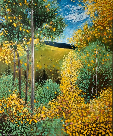 Pintura titulada "Yellow Aspen" por Volodymyr Smoliak, Obra de arte original, Oleo