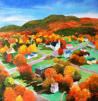 Картина под названием "Fall in Vermont" - Volodymyr Smoliak, Подлинное произведение искусства, Масло